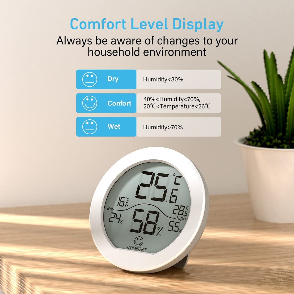 SECRUI Digital Hygrometer Thermometer for Room Temperature TH1x1, White