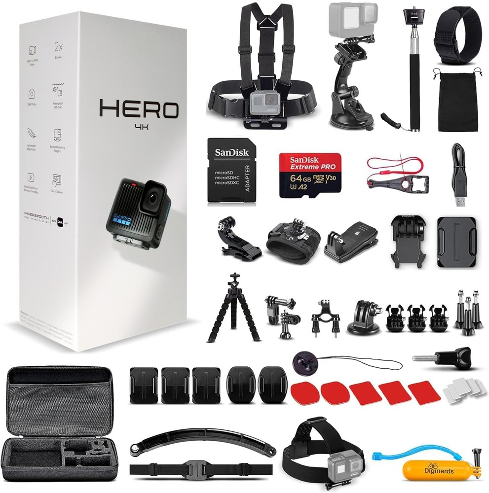 Go Pro HERO Compact - Waterproof Action Camera 50 In 1 Accessory Bundle + More