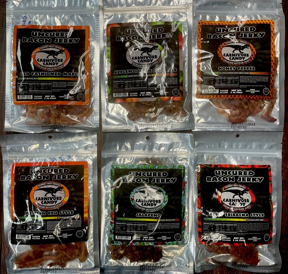 Bacon Jerky 2oz Carnivore Candy, Choose your FLAVOR