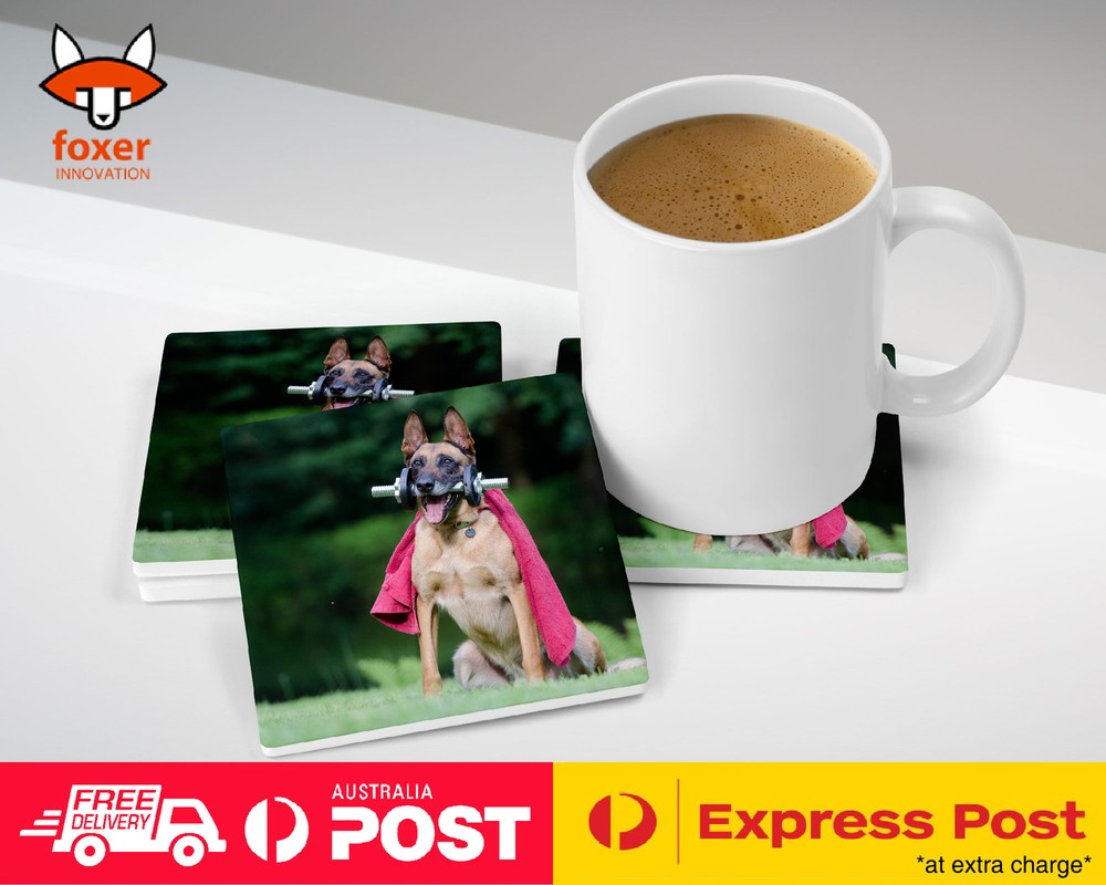 COASTER COFFEE DRINKING MAT|FUNNY GERMAN SHEPPERD GYMING