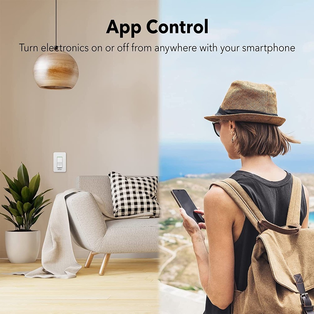 BN-LINK WIFI Smart In Wall Light Switch Compatible with Alexa/Google Assistant