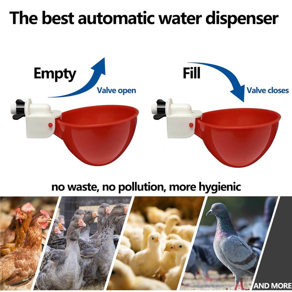 8 Pack Large Automatic Chicken Waterer Cups Poultry Feeder Cups for Chicken Duck