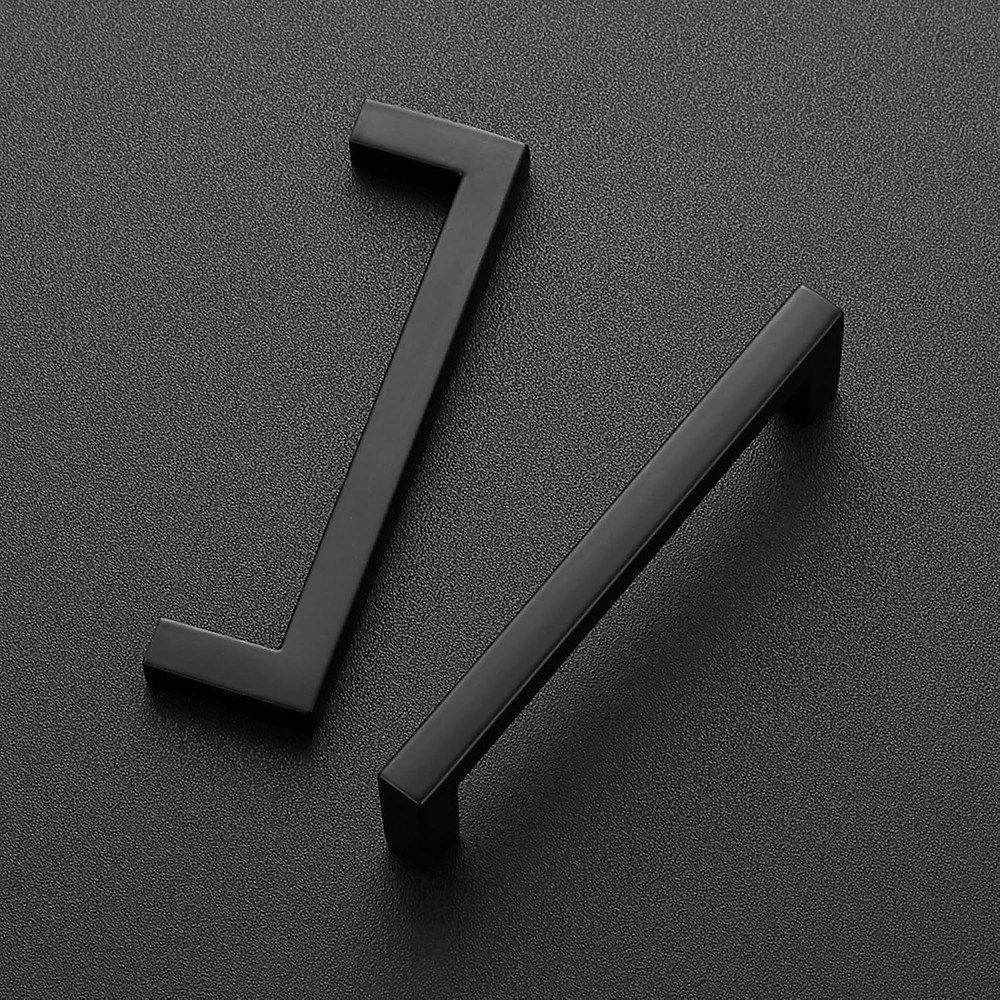 Matte Black 45 Pack Slim Square Drawer Handles - 3.75 Inch Center Pulls