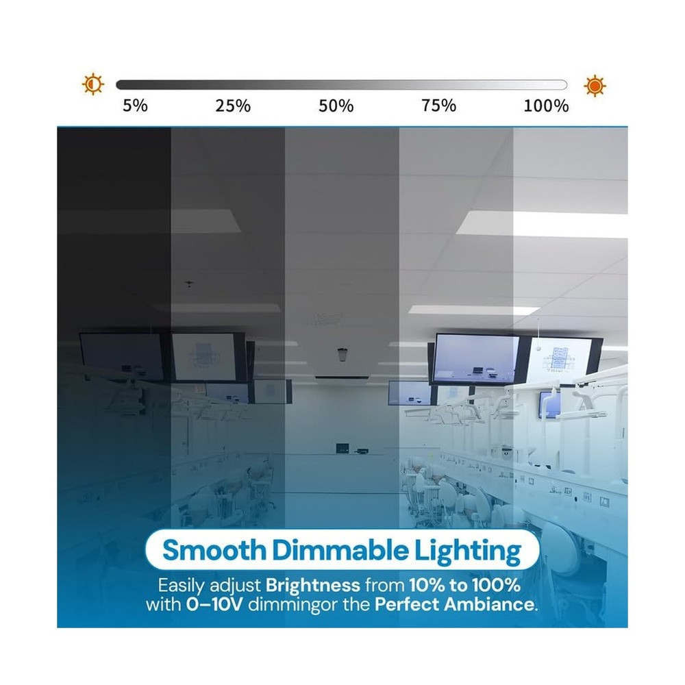 2 Pack 2x4 LED Flat Panel Light for Drop Ceiling, 9360lm Selectable 30W/40W/5...