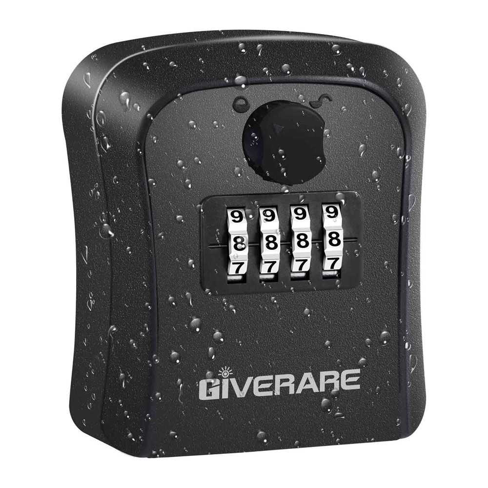 GIVERARE Lock Box, 4 Digits Combination Lockbox, 1 PACK, 1 Pack Black-S