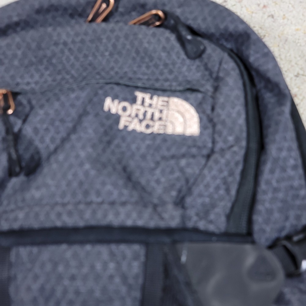 North Face Grey Black Recon Diamond Pattern Backpack