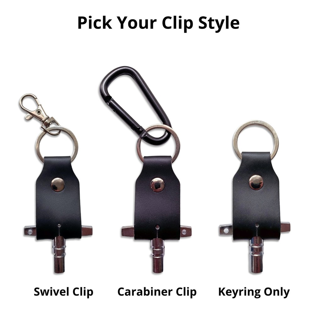Leather Drum Key Holder Keychain – Quick Access Clip (Black/Brown)