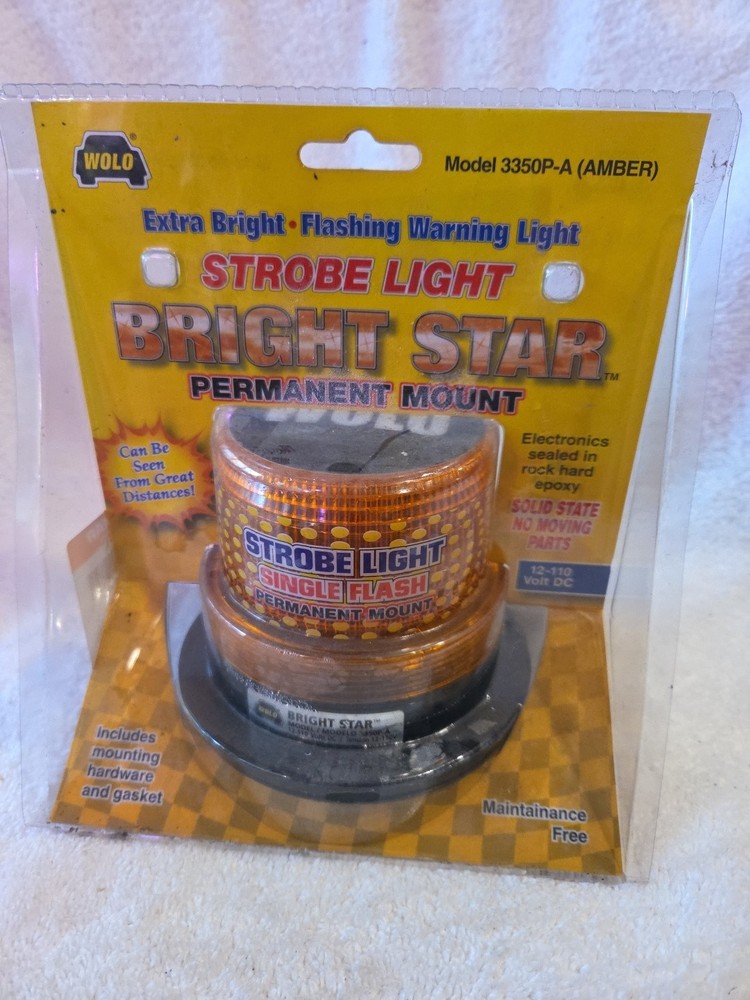 WOLO, Amber Stobe Light, 12-110 Volt DC, Permanent Mount, NEW