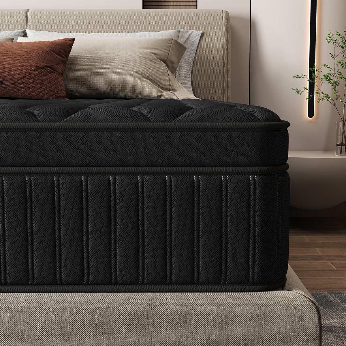 12/14 Inch Queen Size Mattress in a Box Gel Memory Foam Hybrid Pocket Spring Bed