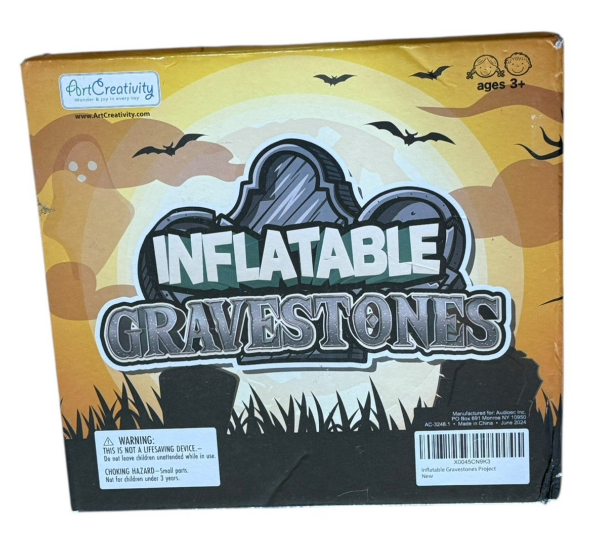 Set of 4 Inflatable Gravestones, Spook Yard Ring Toss Game, Halloween, Ages 3+