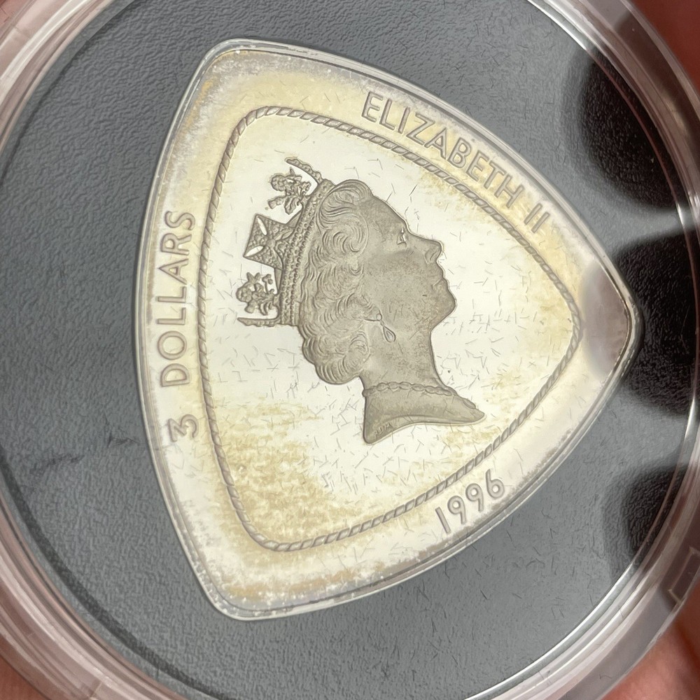 1996 Bermuda Silver Proof Triangular $3 Coin Cased