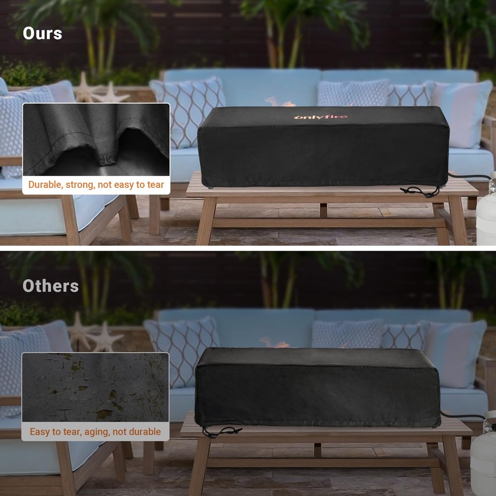 Fire Pit Cover, 28 Inch Tabletop Fire Pit Cover Rectangular UV Resistant and ...