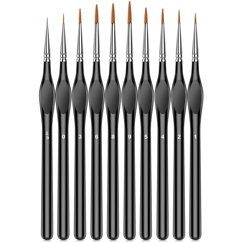 10Pcs Micro Paint Brushes Set with Triangular Handles - For Acrylic, , Crafts...