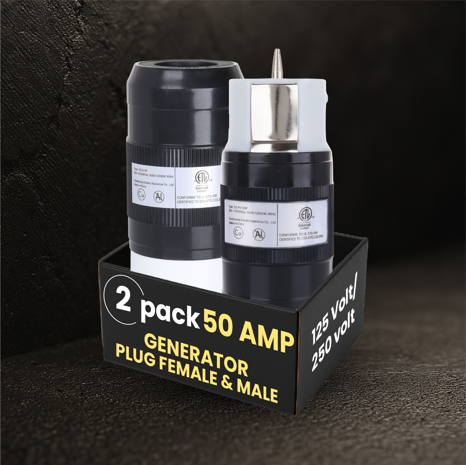 50A Generator Plug Set (Male & Female), CS6364/CS6365 Twist Lock, 125/250V