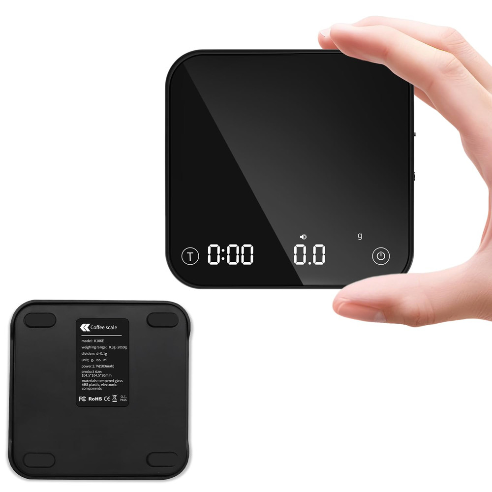 Precision Espresso Scale with Timer, 0.1g-2000g Rechargeable Mini Scale