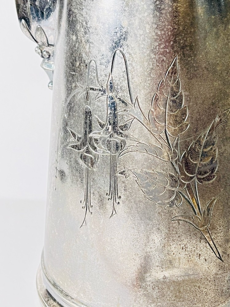 Antique Wilcox Silver Co. Ceramic Lined Silver Pitcher-Circa 1880