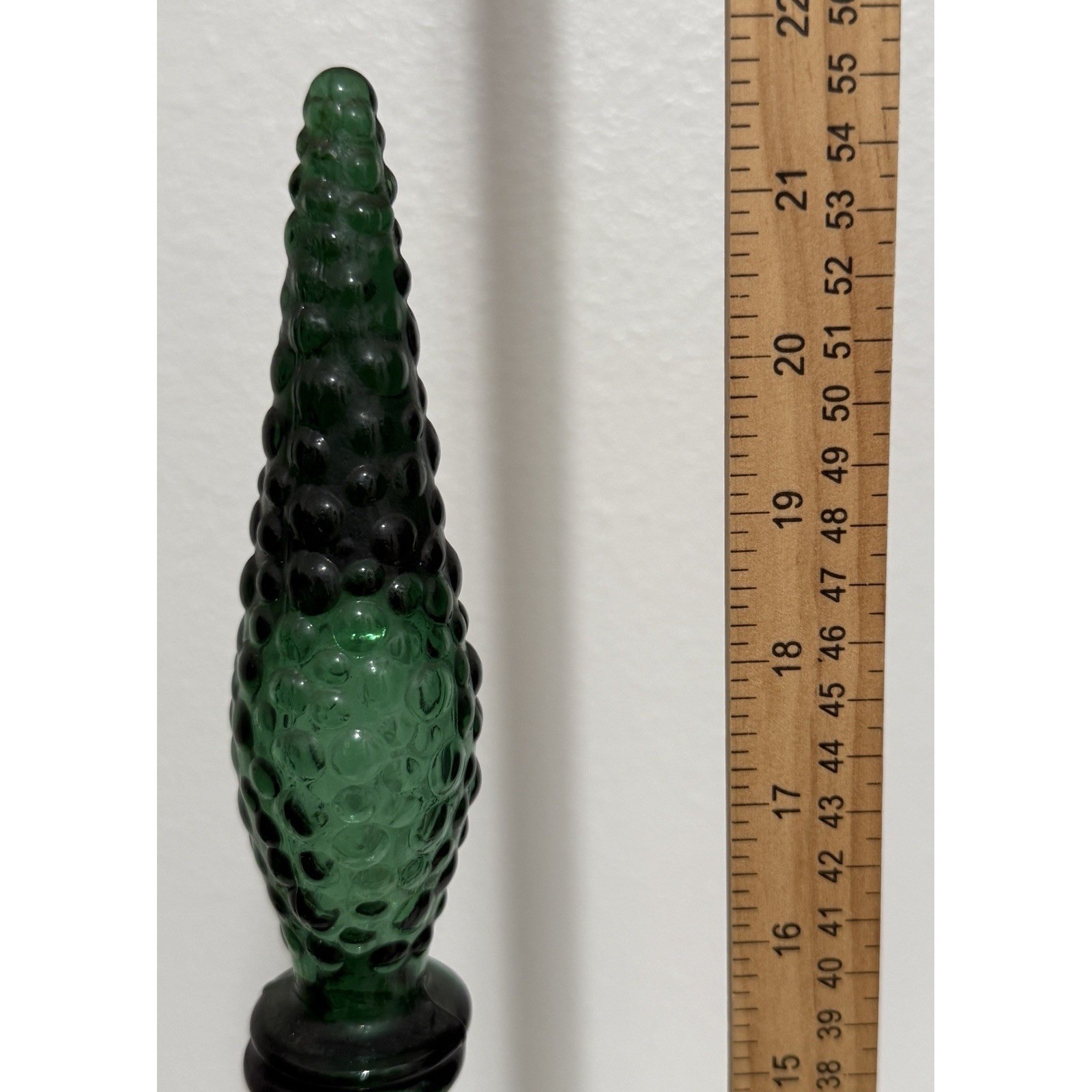 Vintage MCM Green Hobnail Glass Decanter Genie Bottle 21"