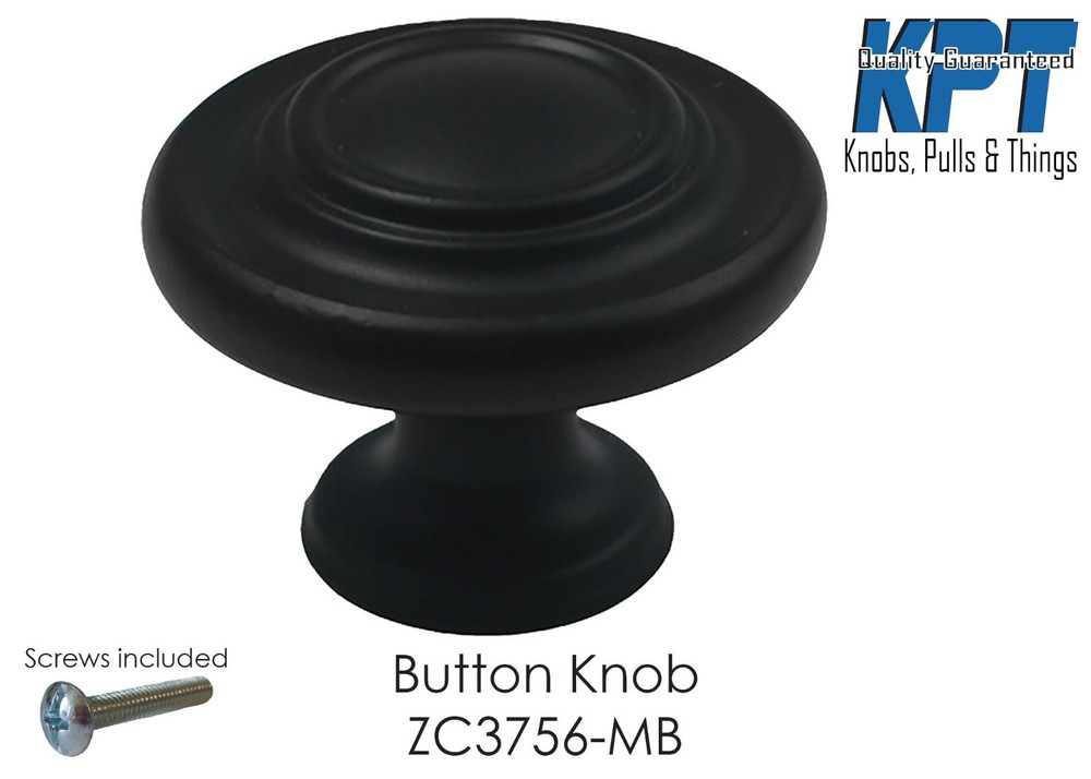 Matte Black Round Knob Handle Pull Kitchen/Bathroom Cabinet Hardware