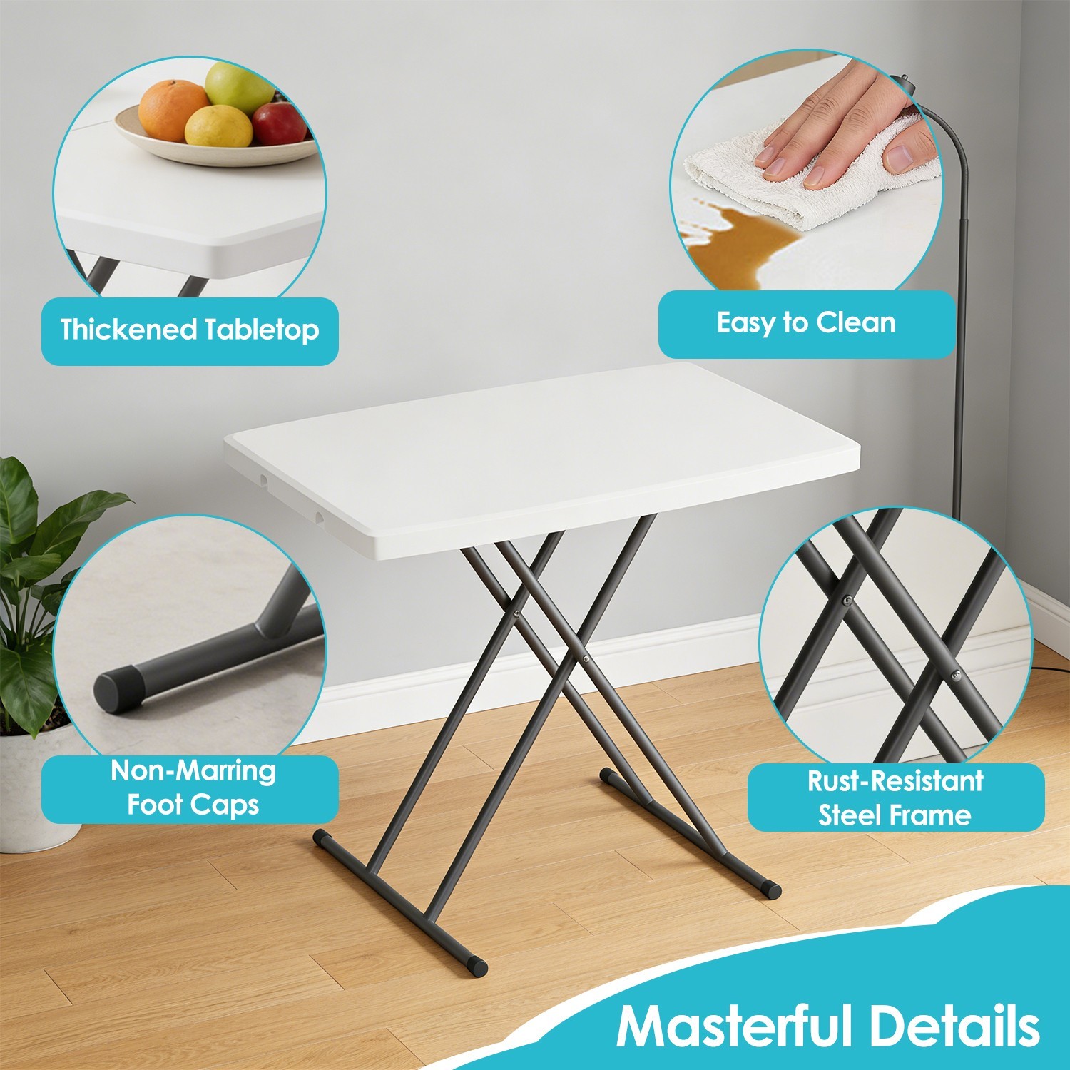 30 Inch Folding Table, Utility Foldable Table for Small Spaces,Small Desk Adjust