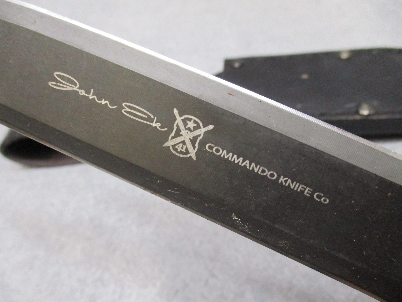 KA-BAR EK44 Commando Knife John Ek Fixed Blade w/ Leather Sheath Used