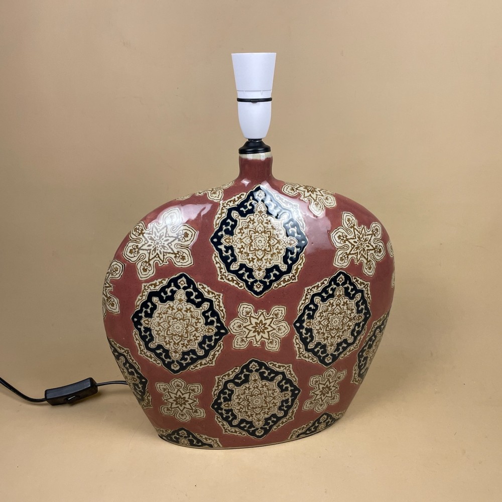 Hand Painted Ceramic Lamp Light Bedside Table Pattern Large Statement Patterned