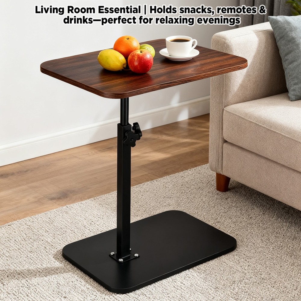 C Shaped Table End Table for Couch Adjustable Height 360° Swivel Tray Sofa Table