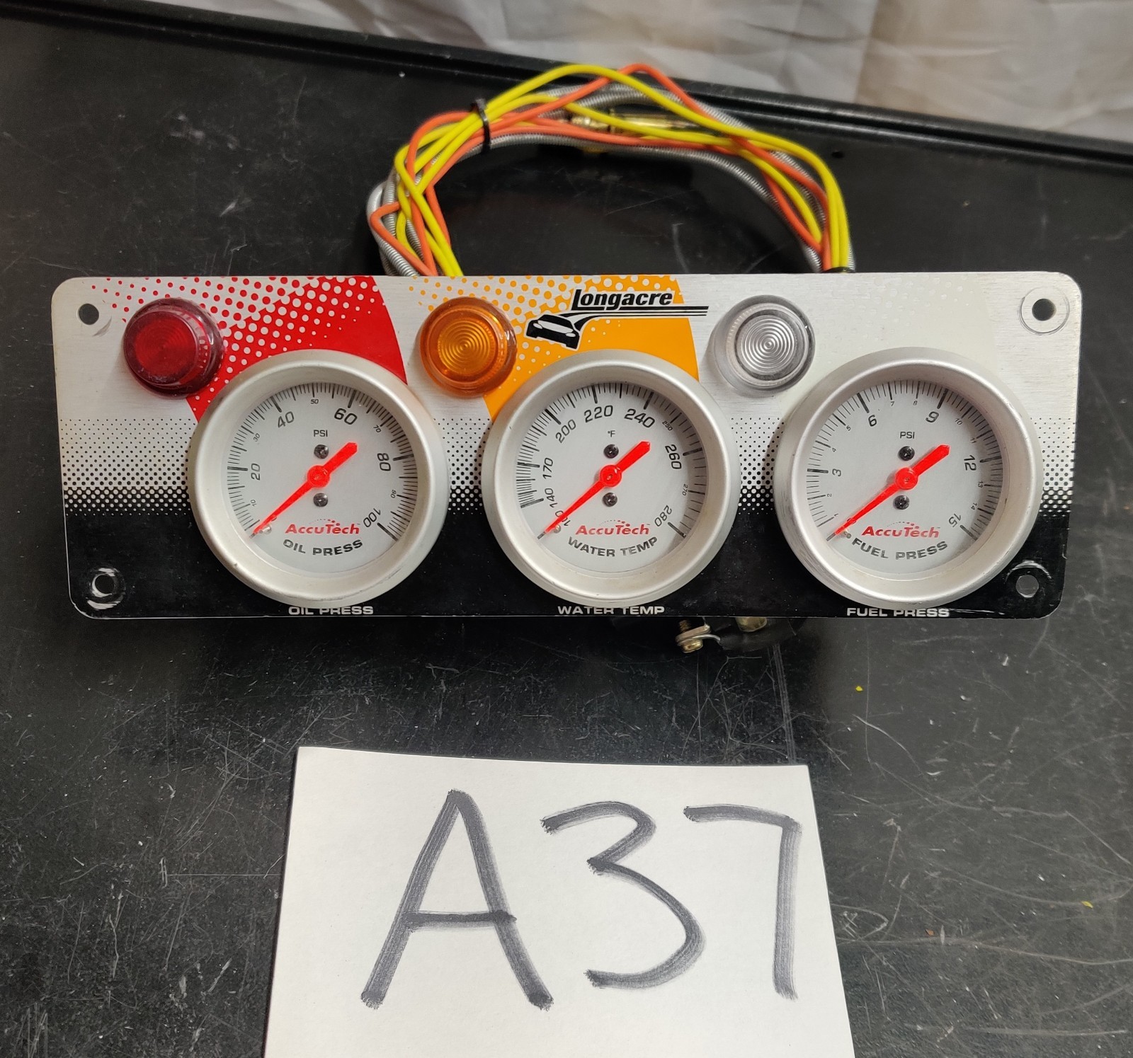 LONGACRE 2" Analog 3 Gauge Panel Oil Pressure Fuel Pressure Water Temp w/ Lights