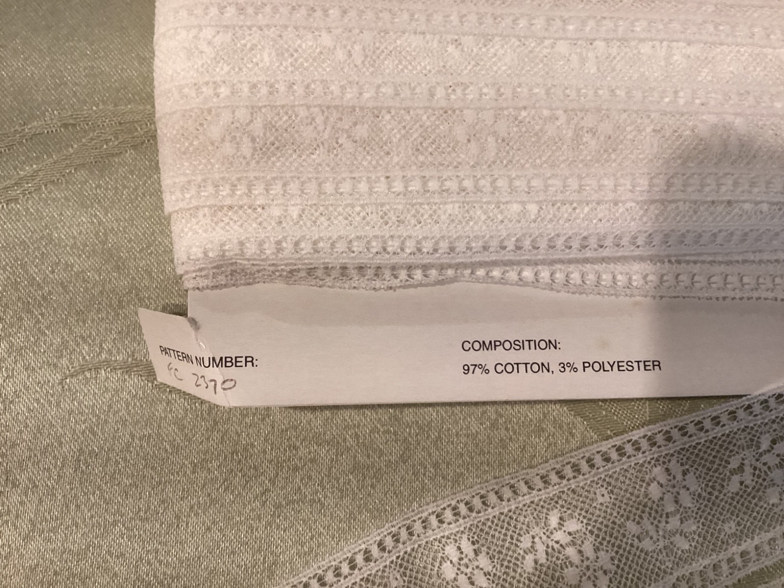 1 1/2" White Flat English Cotton Embroidered Heirloom Lace #2370