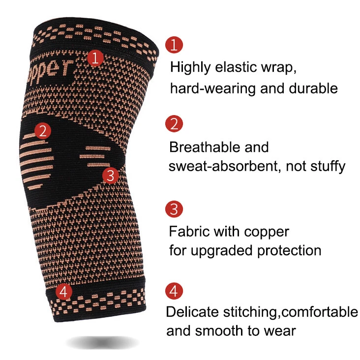 US Copper Elbow Brace Compression Support Sleeve Arthritis Tendonitis Joint Pain
