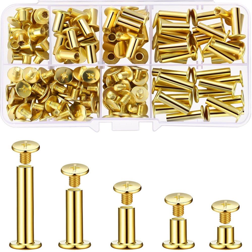 80 Set Chicago Binding Post Screw Assorted Kit Metal Round Cross Head Stud Sc...