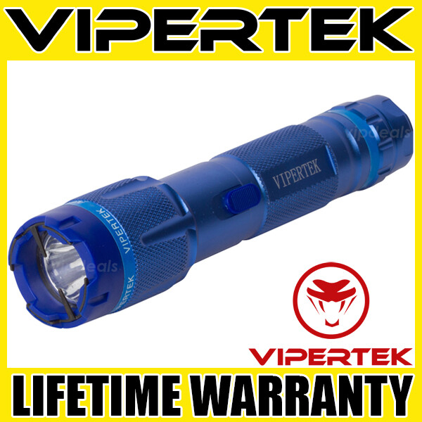 VIPERTEK Stun Gun VTS-T03 BLUE 500 BV Metal Rechargeable LED Flashlight