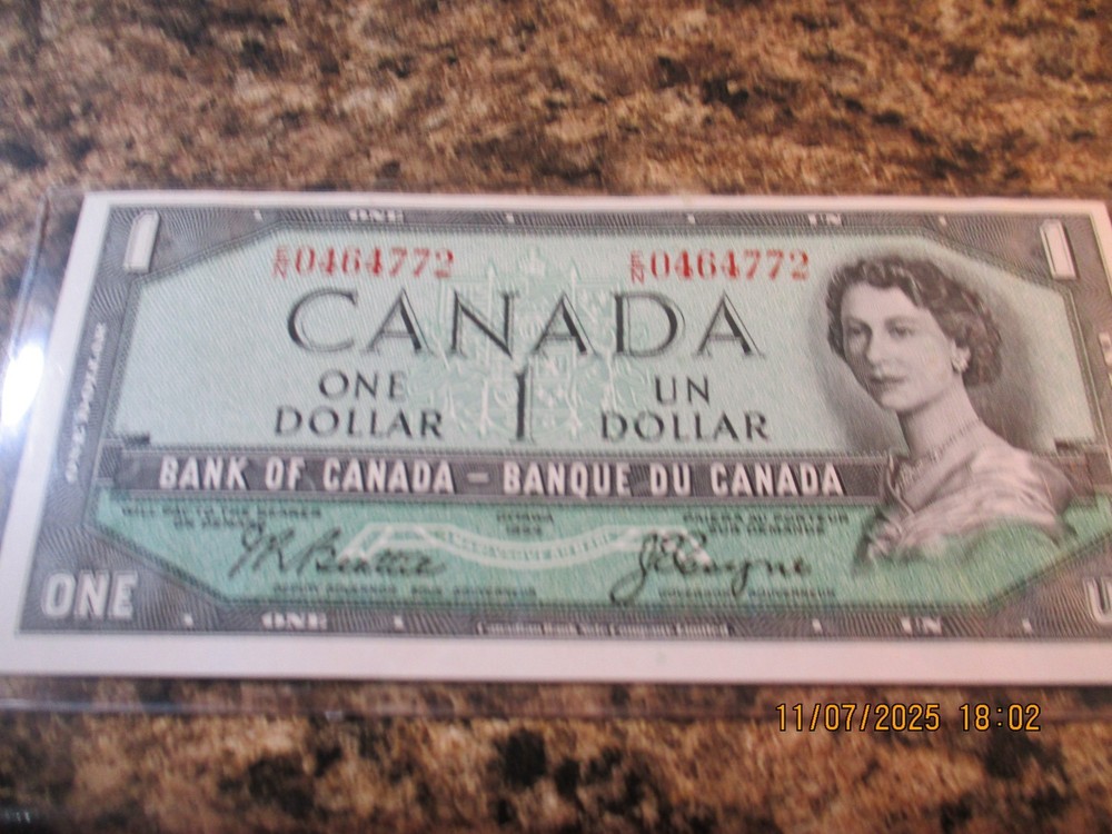 1954 CANADA $1 DOLLAR NOTE CU     772