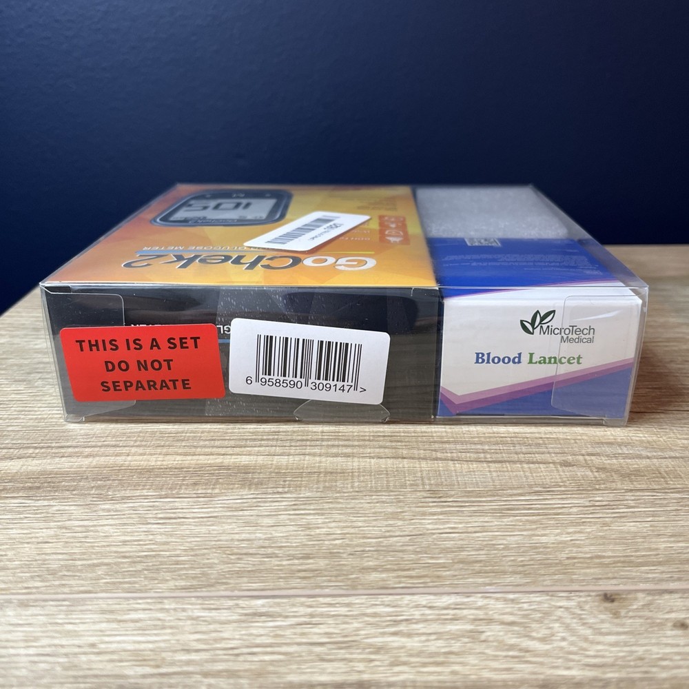 MicroTech GoChek2 Blood Glucose Meter Kit 100 Test Strips Lancing Device