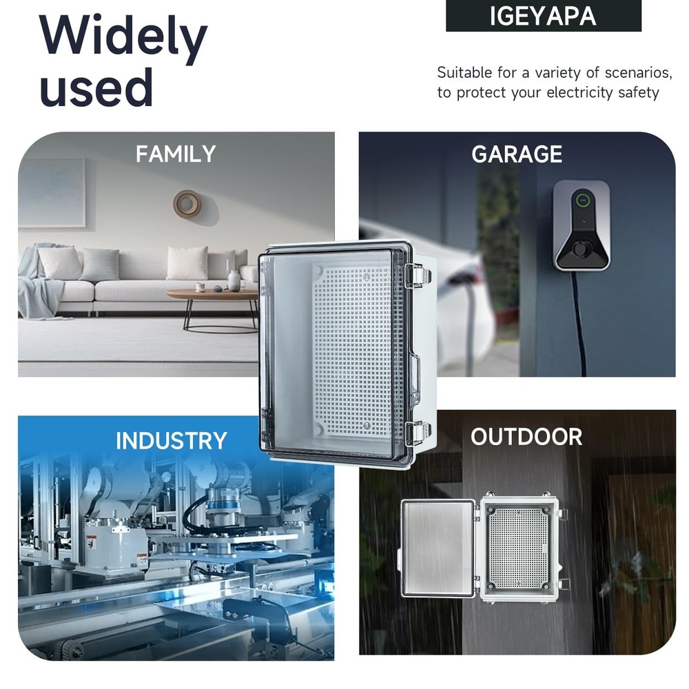 Large Waterproof Electrical Junction Box IP67 Waterproof Clear ABS Plastic