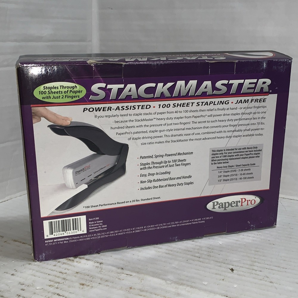 PaperPro Stackmaster Heavy Duty 100 Sheet Capacity Stapler #1300 In Box - Read