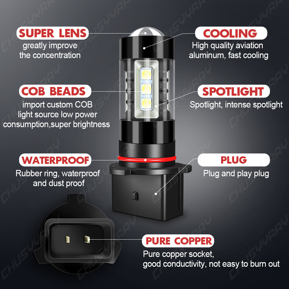 2x 12278 PSX26W LED Fog Light Bulbs 6000K WHITE FOR GMC Yukon XL 2015-2019 US