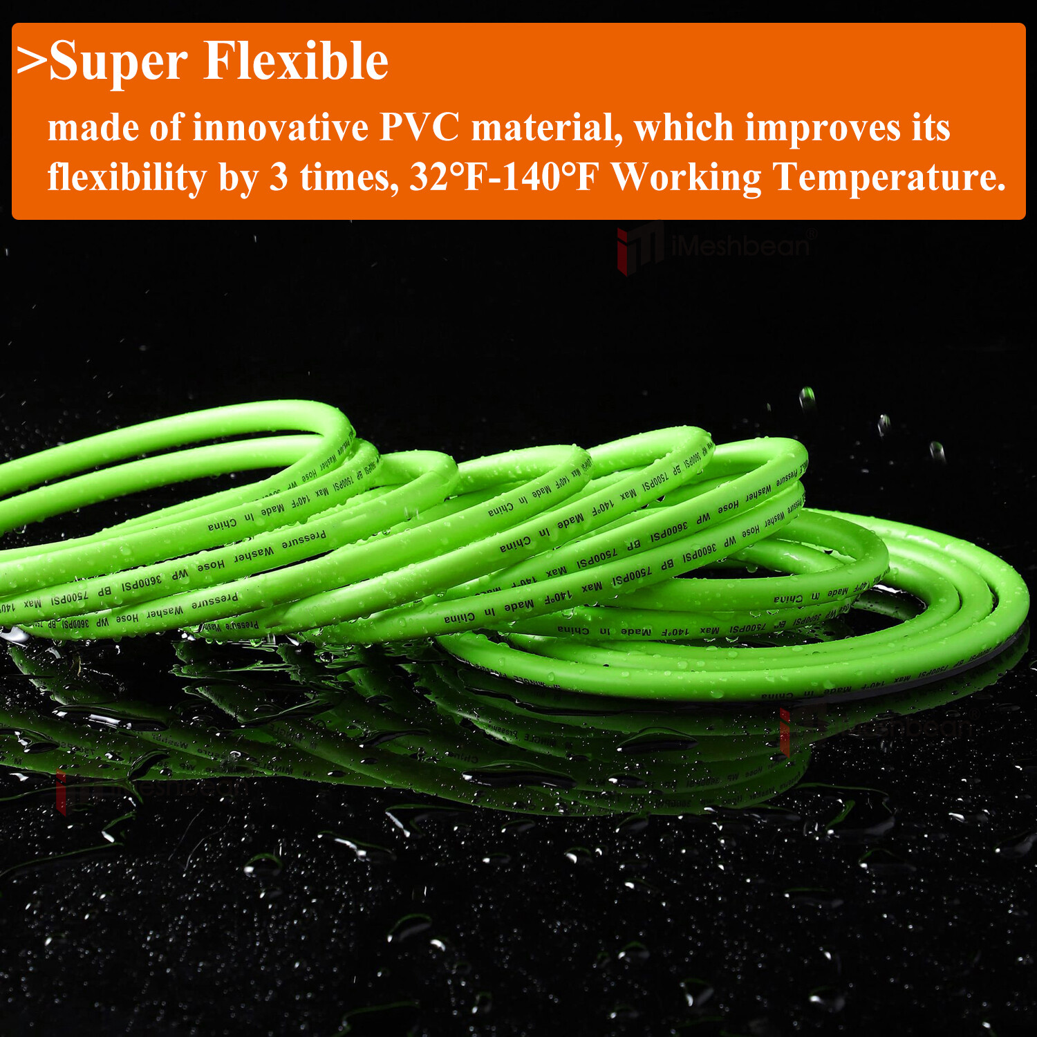 Kink Resistant Pressure Washer Hose 1/4"x25/50' 3600 PSI M22-14&15mm, or 3/8" QC