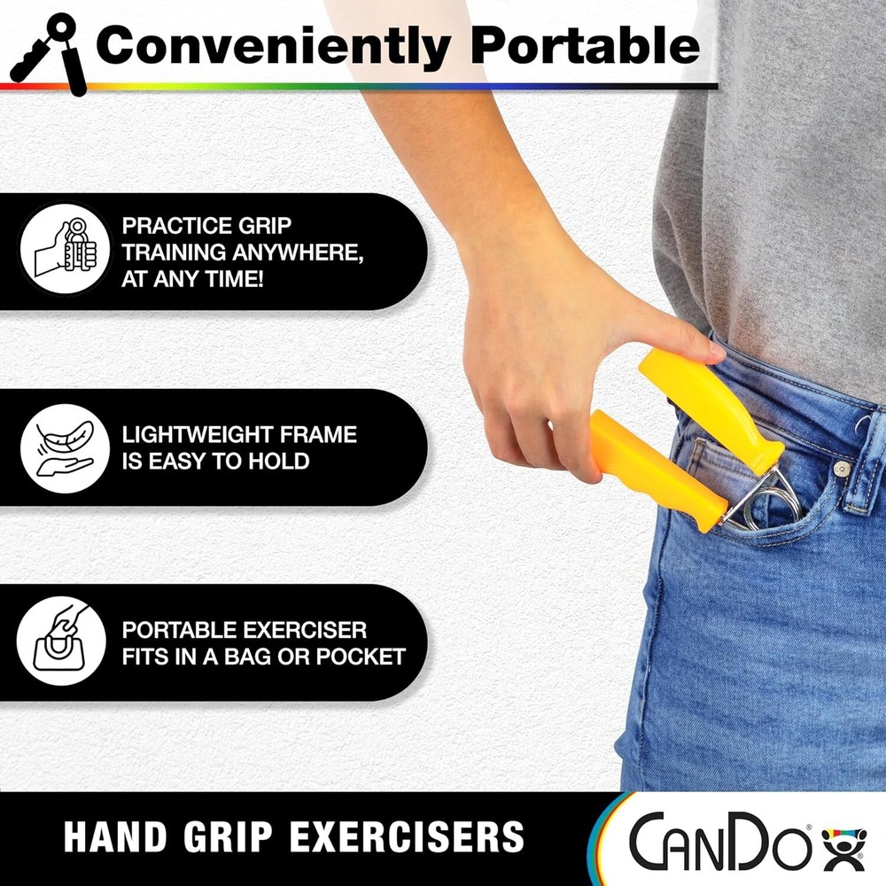CanDo Hand Grip Exerciser Pair-Green, Medium, 12 lb