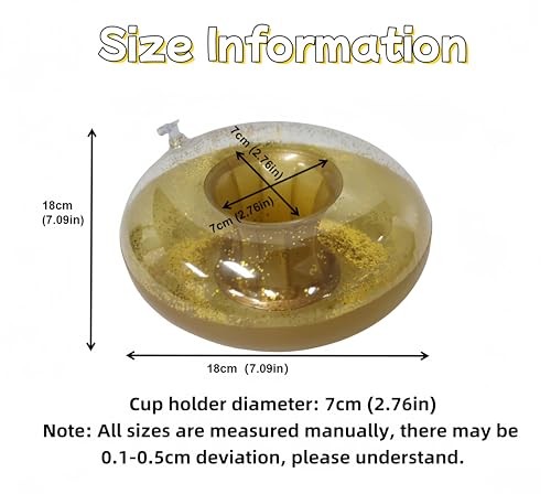 Floating Drink Holder, Drink Cup Floaties for Round Shiny-Gold-3Pack