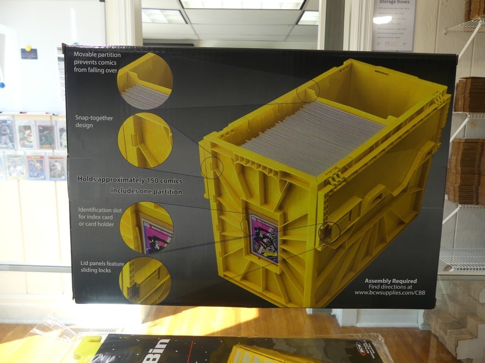 BCW Yellow Short Comic Book Bin & Extra Partitions Bundle - 4 Partitions Total