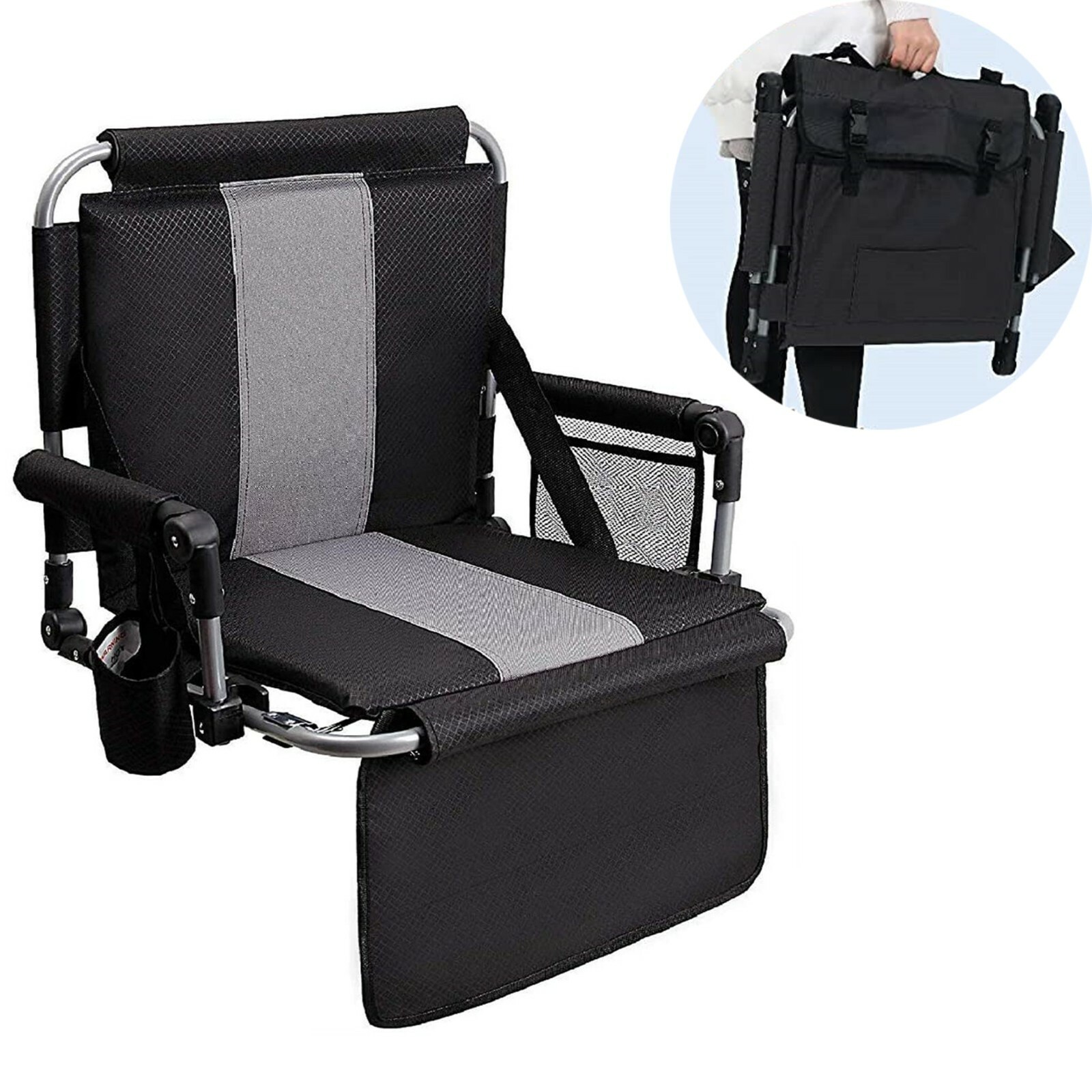Stadium Seat Portable Folding Padded Stadium Seats for Bleacher Chair Cup Holder