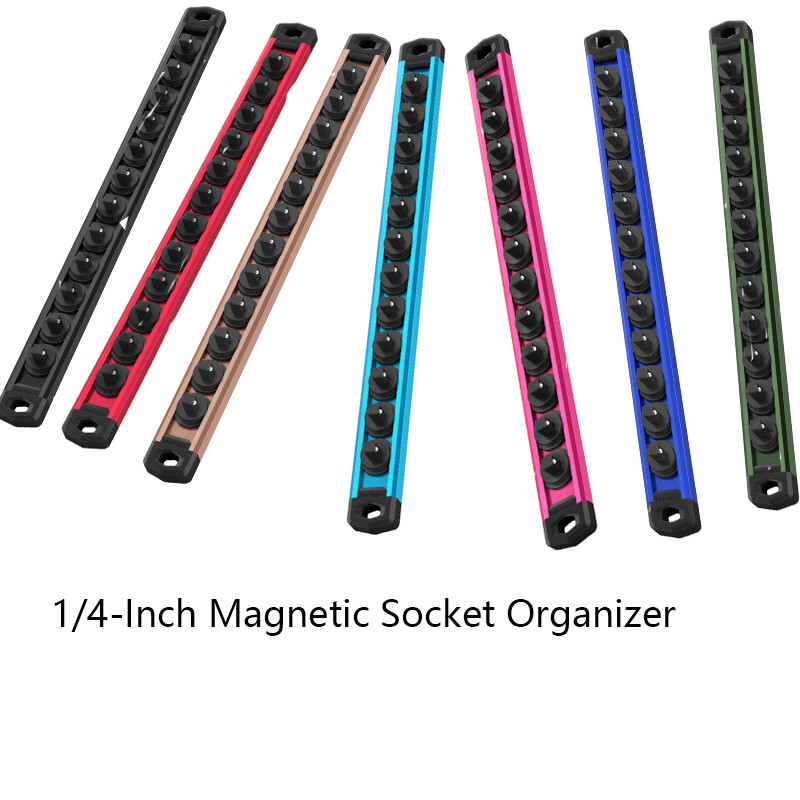 WORKPRO1/4''DriveMagnetic Socket Organizer MultiColor Aluminum Alloy Socket Rail