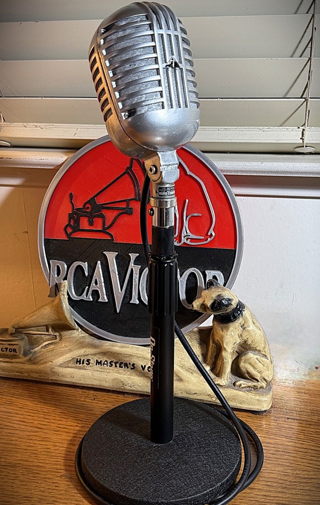 Vintage 1950's ASTATIC DR10 Crystal Microphone , original element works, + stand