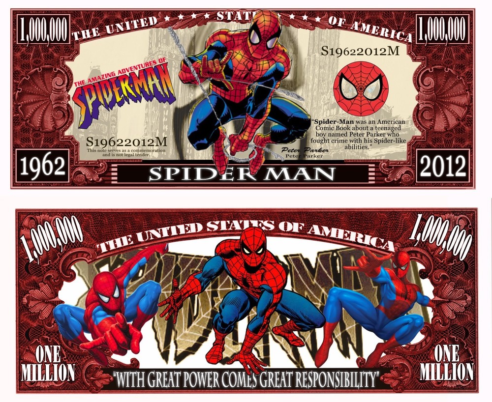 OUR SPIDER MAN COMIC STRIP DOLLAR BILL (25 Bills)