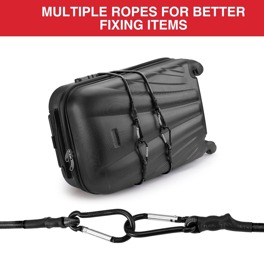 WORKPRO 24" Black Bungee Cords with Hooks 4 Pack Straps Strong Elastic Rope New