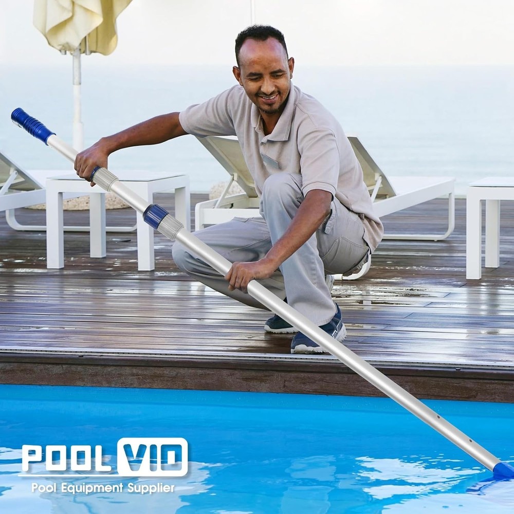 Adjustable 12 FT Pool Maintenance Pole - Reliable Grip & Rust-Proof Aluminum