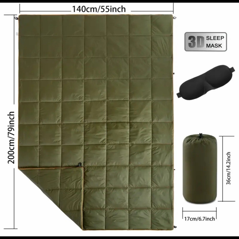Ultralight Windproof Puffy Camping Blanket with Carry Case