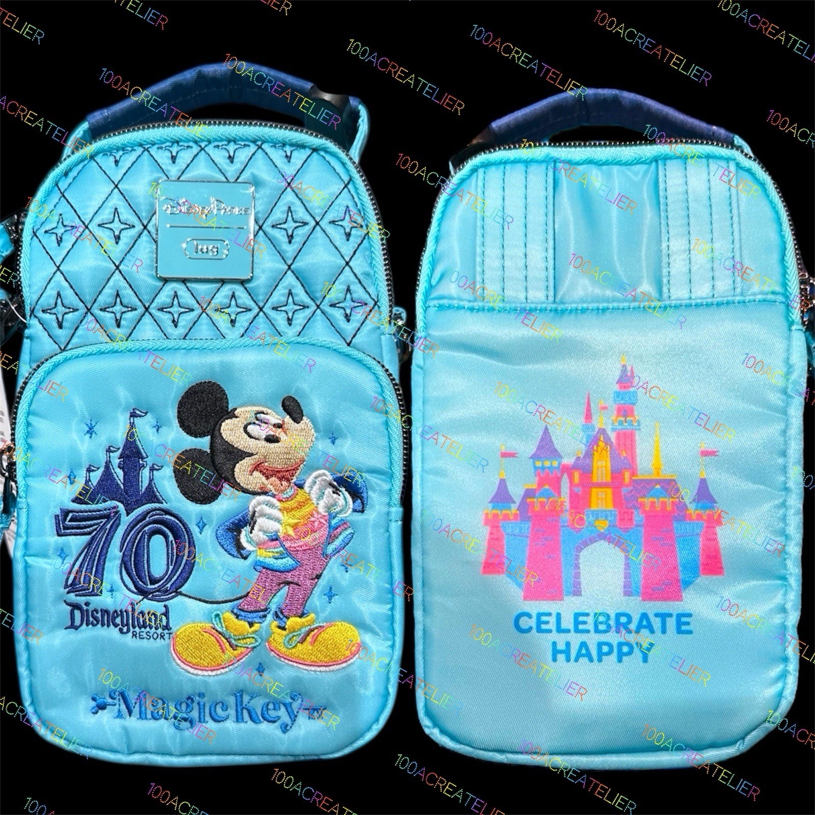 New 2025 Disney Parks Disneyland 70th Anniversary Magic Key Lug Crossbody Bag