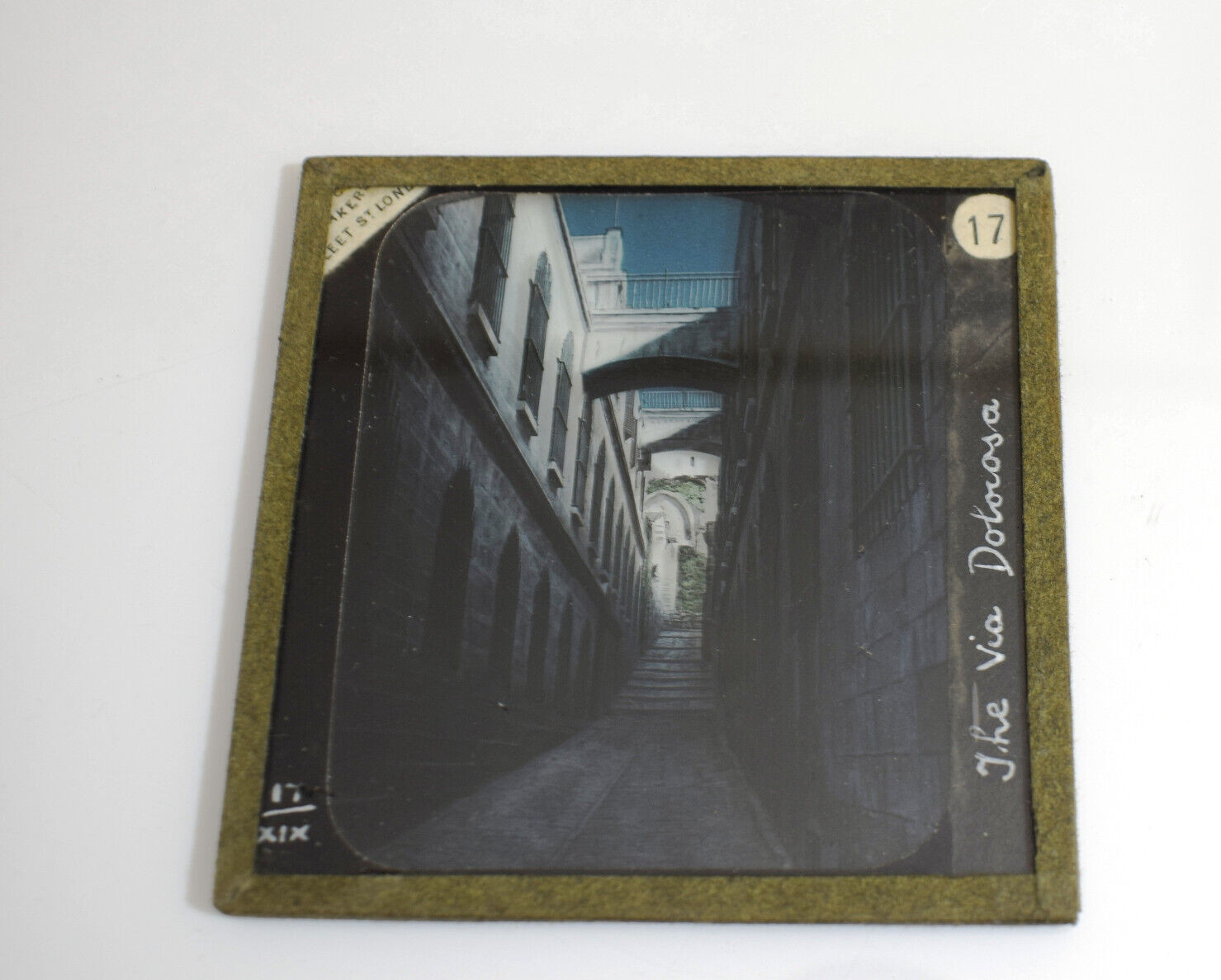 Photo JERUSALEM VIA DOLOROSA AT NIGHT ISRAEL C1890 Magic Lantern Slide