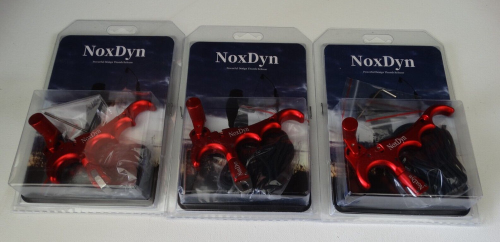 3- NoxDyn Archery Release 360 Rotatable Thumb Release for Compound Bow -Red
